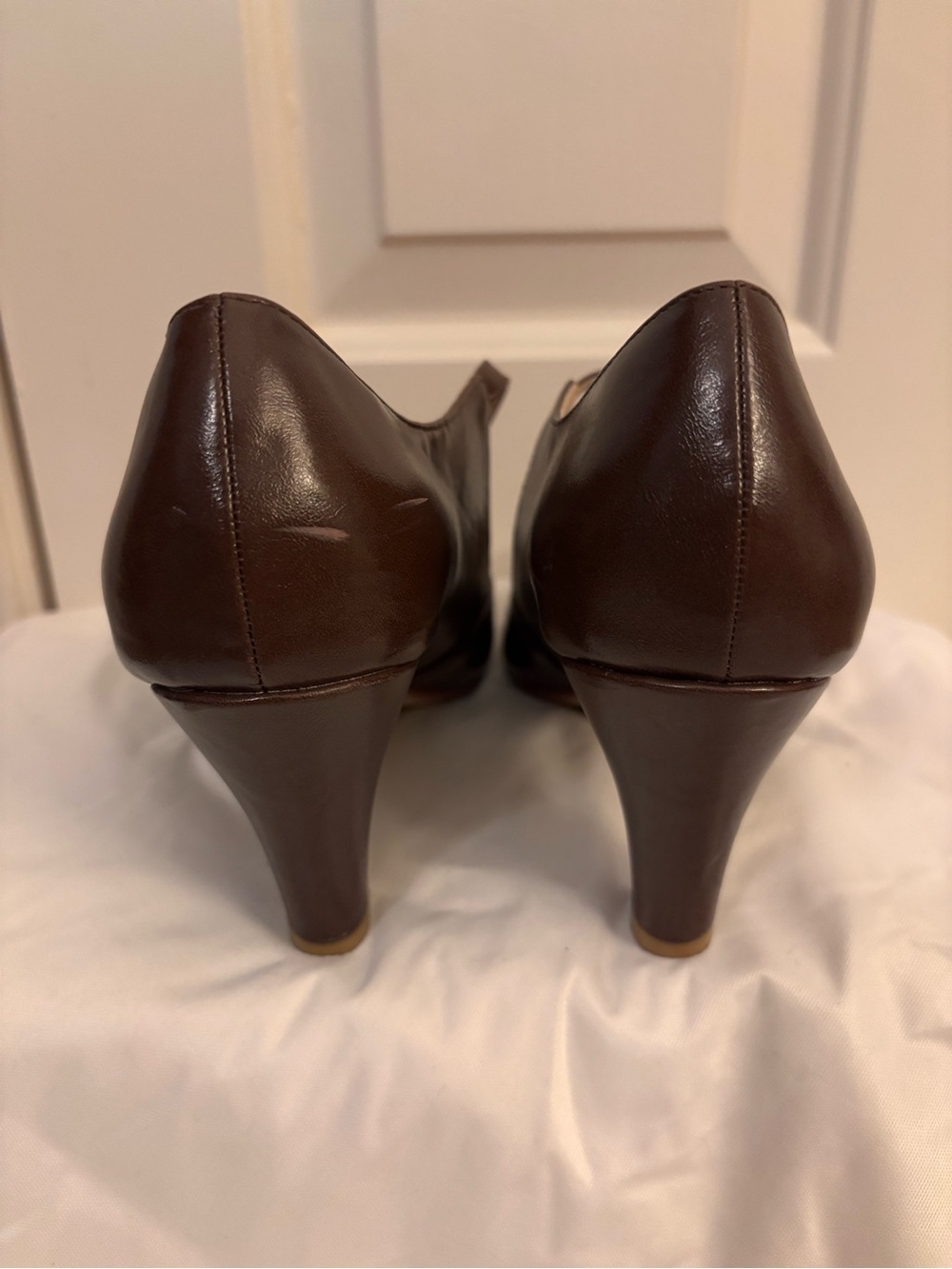Classic Brown Mary Jane Faux Leather Pumps - Women's Dress Heels - Picture 3 of 4